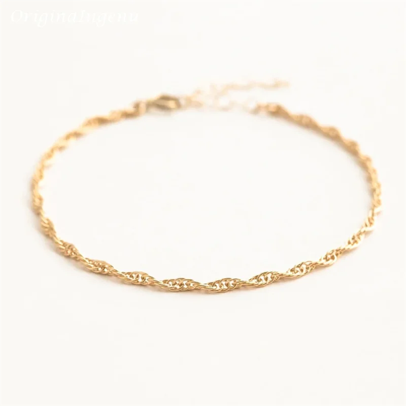 Armband aus 14 Karat Gold Filled Singapur-Kette – hypoallergen & anlaufbeständig
