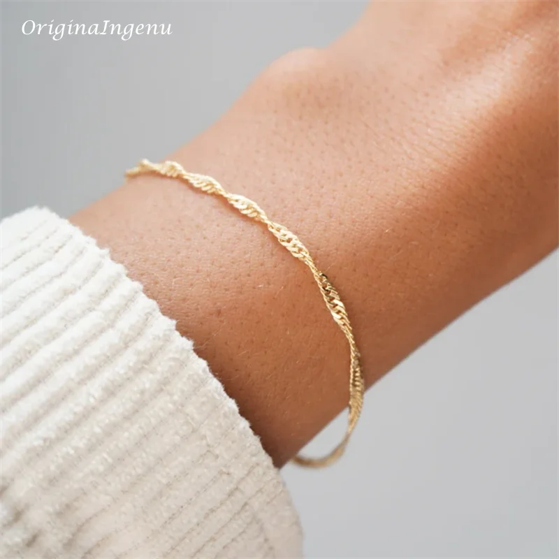 Armband aus 14 Karat Gold Filled Singapur-Kette – hypoallergen & anlaufbeständig